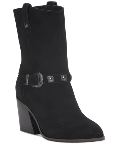 LUCKY BRAND WOMEN'S SOGN BUCKLED BLOCK-HEEL WESTERN BOOTS