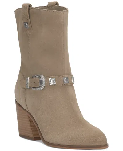 Lucky Brand Women's Sogn Buckled Block-heel Western Boots In Dune Suede