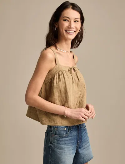 Lucky Brand Women's Solid Japunto Gauze Swing Tank In Brown
