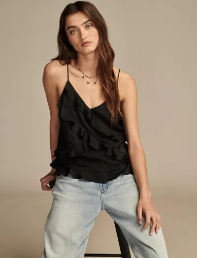 Lucky Brand Women's Solid Long Ruffle Cami In White