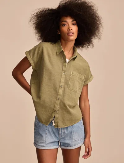 Lucky Brand Women's Solid Rolled Sleeve Button-down In Brown