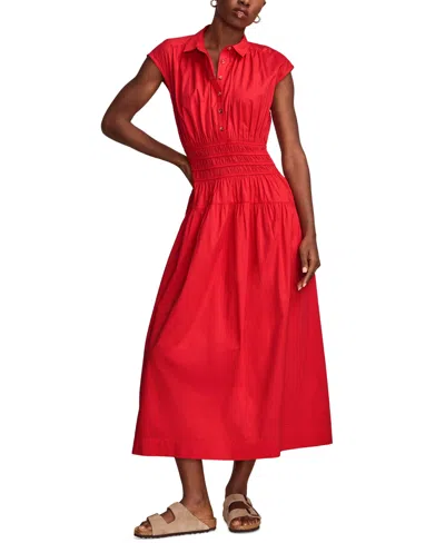 Lucky Brand Women's Solid Smocked Dropped-waist Midi Dress In Lollipop