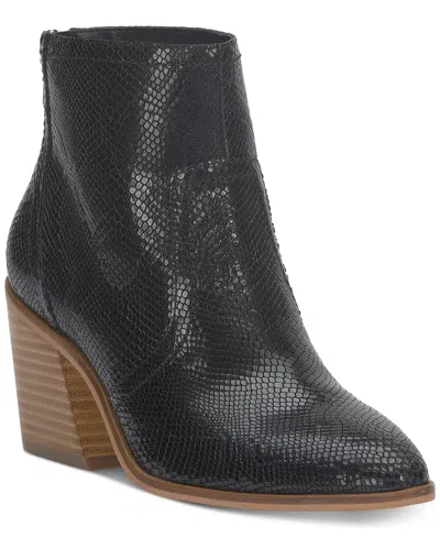 Lucky Brand Women's Sonah Block-heel Westerm Booties In Black Leather