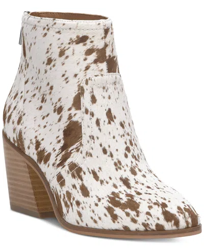 Lucky Brand Women's Sonah Block-heel Westerm Booties In Blanche Leather