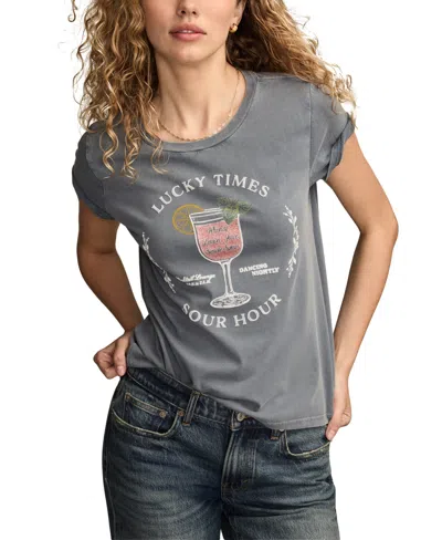 Lucky Brand Women's Sour-hour-graphic Classic Cotton T-shirt In Gray