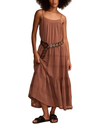 Lucky Brand Women's Spaghetti-strap Pintucked Maxi Dress In Brown