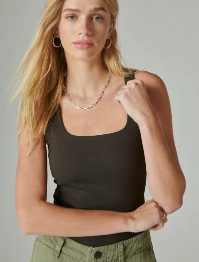 Lucky Brand Women's Square Neck Layering Tank In Black