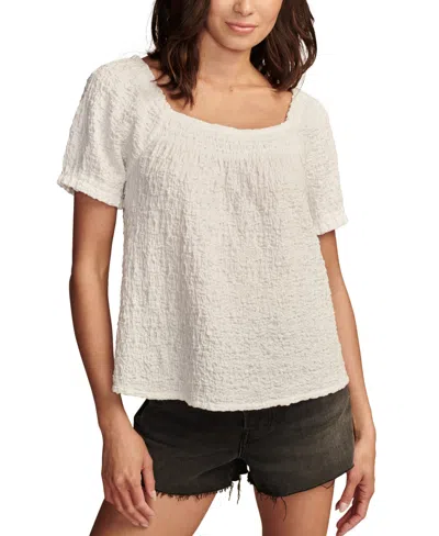 Lucky Brand Women's Square-neck Short-sleeve Top In Bright White
