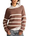 Lucky Brand Stripe Boat Neck Sweater In Deep Taupe Stripe