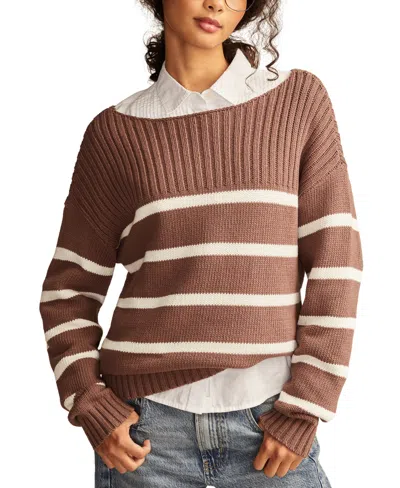 LUCKY BRAND WOMEN'S STRIPED BOAT-NECK SWEATER