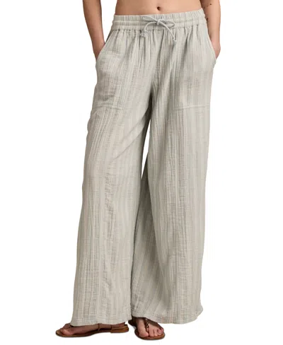 Lucky Brand Women's Striped Cotton Gauze Drawstring Pants In Gray