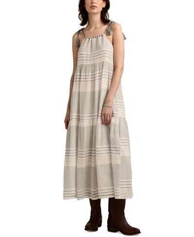Lucky Brand Women's Striped Cotton Tiered Maxi Dress