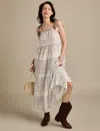 Lucky Brand Women's Striped Cotton Tiered Maxi Dress In Neutral