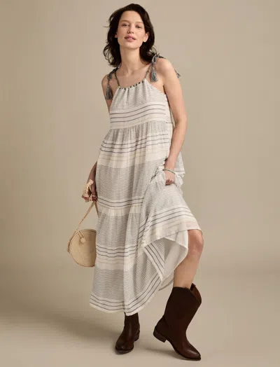 Lucky Brand Women's Striped Novelty Tiered Maxi Dress In Multi