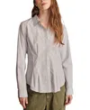Lucky Brand Stripe Cotton Button-up Peplum Shirt In Blue Stripe