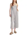 Lucky Brand Women's Striped Strapless Cotton-linen Cropped Jumpsuit In Blue Jewel Stripe