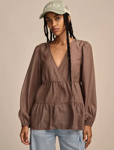 LUCKY BRAND WOMEN'S STRIPED V-NECK BLOUSE