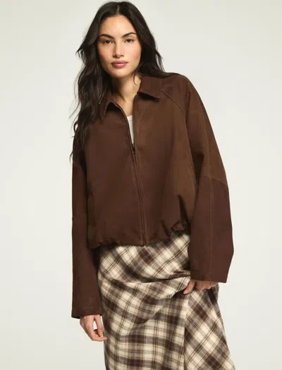 Lucky Brand Women's Suede Bubble Jacket In Brown