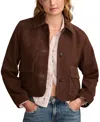Lucky Brand Button Front Suede Jacket In Brown