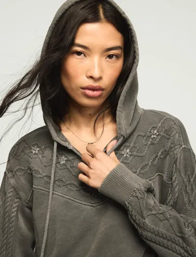 Lucky Brand Women's Sweater Mix Hoodie In Gray