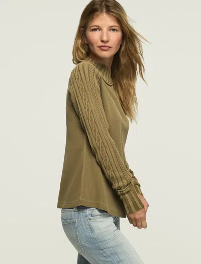 Lucky Brand Women's Sweater Mix Turtleneck Top In Green