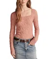 Shop Lucky Brand Women's Textured-lace Square-neck Top In Cameo Brown