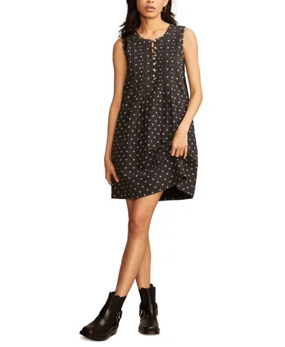 Lucky Brand Women's Textured Pintuck Mini Dress In Jet Black