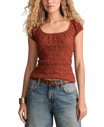 Lucky Brand Women's Textured Short-sleeve Top In Red