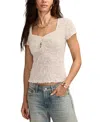 Lucky Brand Textured Sweetheart Neck Knit Top In Neutral