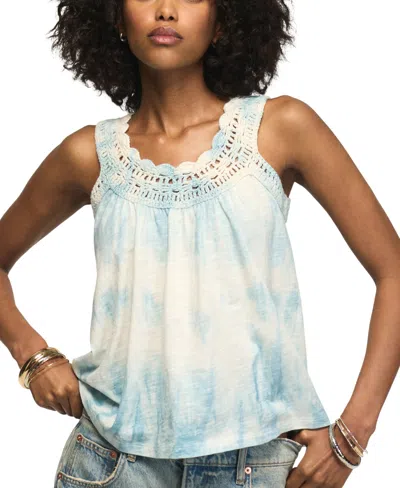 Lucky Brand Women's Tie-dye Crochet Scoop Neck Tank In Multi