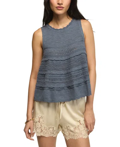 Lucky Brand Women's Tiered Ruffle Crewneck Sweater Tank Top In Gray