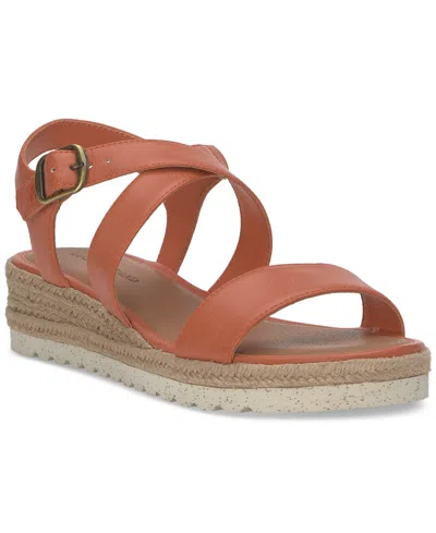 Lucky Brand Women's Trianna Strappy Espadrille Wedge Sandals In Igneous Burnished Leather