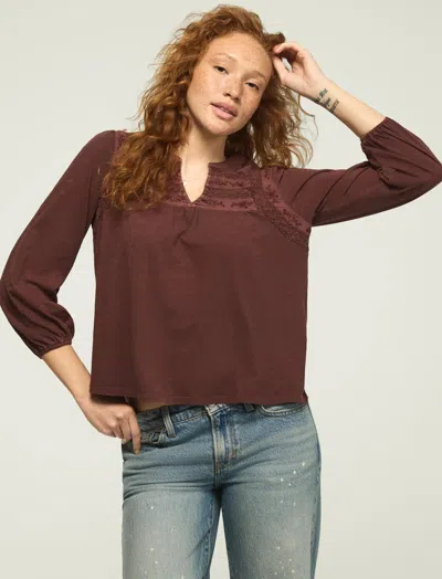Lucky Brand Women's Trim Mix Knit Peasant Top In Pink