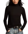 Lucky Brand Turtleneck Long Sleeve Layering Top In Jet Black