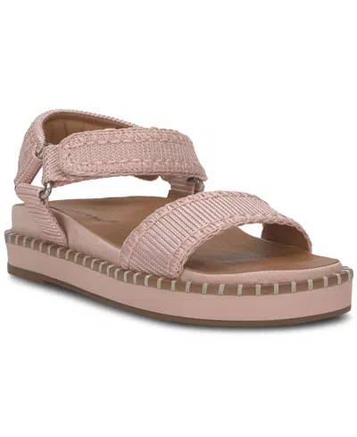 Lucky Brand Women's Ullaniah Whipstitch Footbed Flat Sandals In Blush Mesh