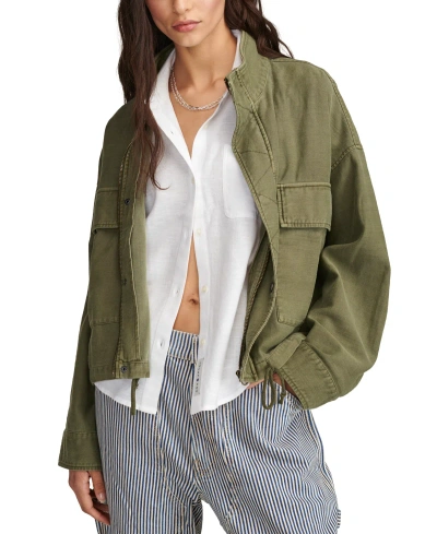 Lucky Brand Women's Utility Cropped Trench Jacket In Green
