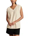 Lucky Brand Women's V-neck Extended-shoulder Sweater Vest In Tofu