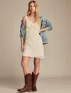 Shop Lucky Brand Women's V-neck Ruffle Mini Dress In Beige