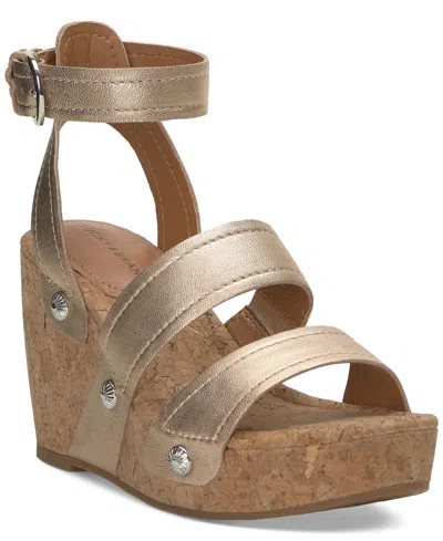 Lucky Brand Women's Valintina Strappy Platform Wedge Sandals In Stardust Leather
