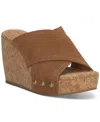 Lucky Brand Women's Valmai Platform Wedge Sandals In Pinto Suede