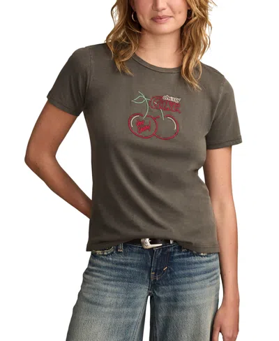 Lucky Brand Women's Very Cherry Coke Classic Crew Neck T-shirt In Black