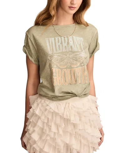 Lucky Brand Women's Vibrant Growth Boyfriend Tee In Sea Grass