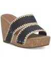 Lucky Brand Vickta Raffia Platform Wedge In Black