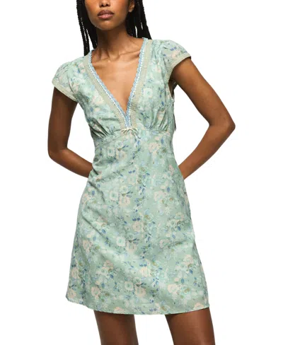 Lucky Brand Women's V-neck Mini Dress In Green