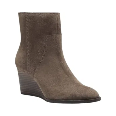 Lucky Brand Women's Wafael Wedge Booties In Canteen Oiled Suede In Brown