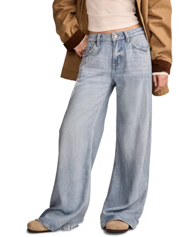 Lucky Brand Women's Wide Leg Pleated Liquid Denim Luxe Palazzo Jeans In Blue