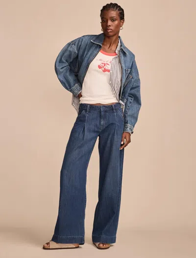 Lucky Brand Women's Wide Leg Pleated Palazzo Trouser In Blue