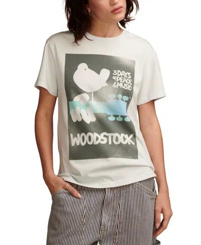 Lucky Brand Women's Woodstock Poster Cotton Boyfriend T-shirt In Illusian Blue