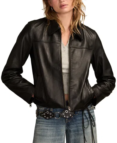 Lucky Brand Women's Zip Up Leather Jacket In Black