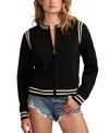 Lucky Brand Women's Zip-up Long-sleeve Bomber Jacket In Black